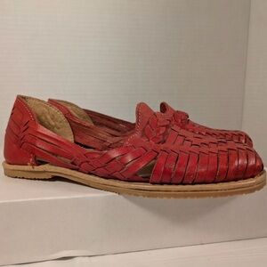 Red Leather Women's Huaraches